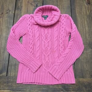 Lauren Ralph Lauren pink turtleneck sweater cotton/ Acrylic cable knit PXS‎